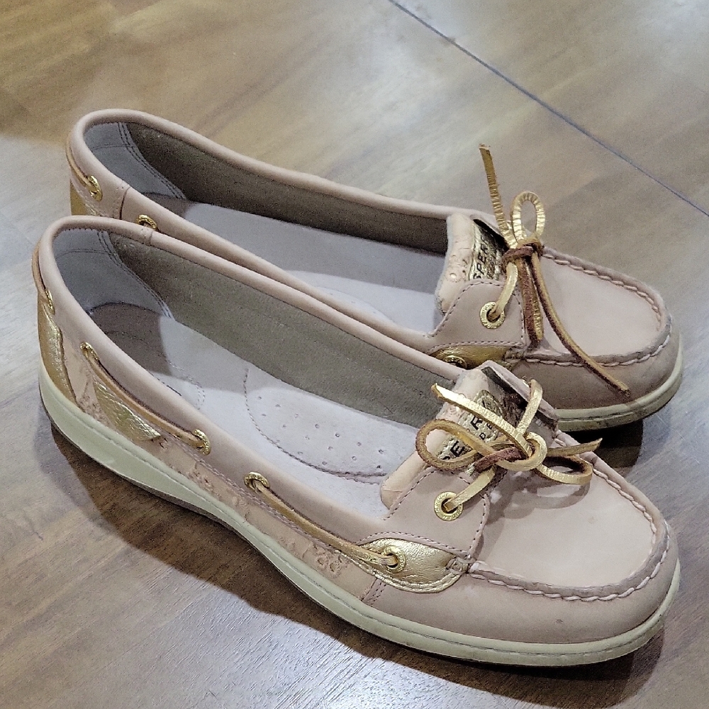 Women's Sperry Top-sider, Leather Gold Boat Shoes 9.5